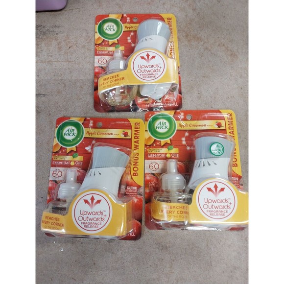 Lot of 3 Air Wick Apple Cinnamon Scented Oil Refill and Warmer - Picture 1 of 1